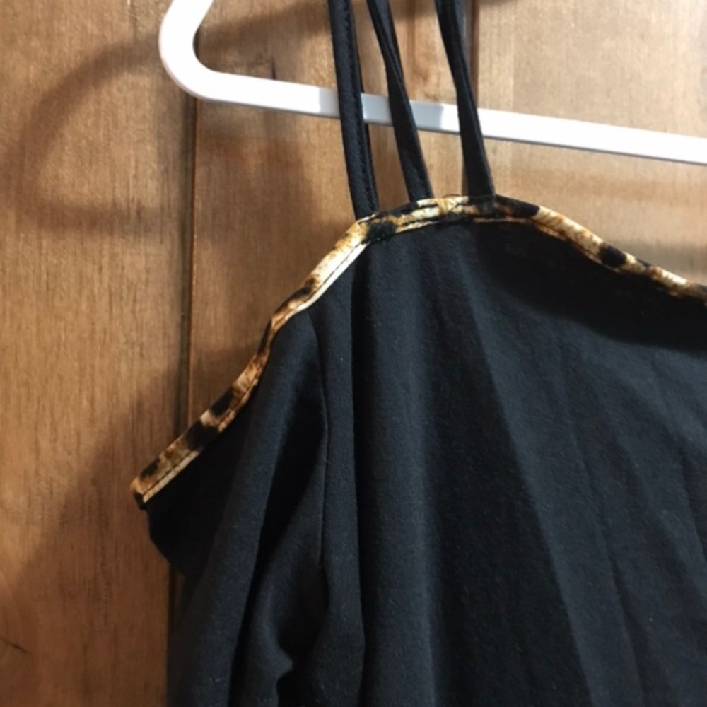 Womens Strappy Shirt with Leopard Print Accent - Picture 2 of 4